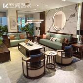 新中式 沙发乌金木实木真皮组合别墅大小户型客厅高端配套家具定制
