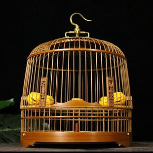 老竹紫竹瓜皮笼拆卸圆笼绣眼壳黄鸟靛蓝鸟玉鸟竹鸟笼