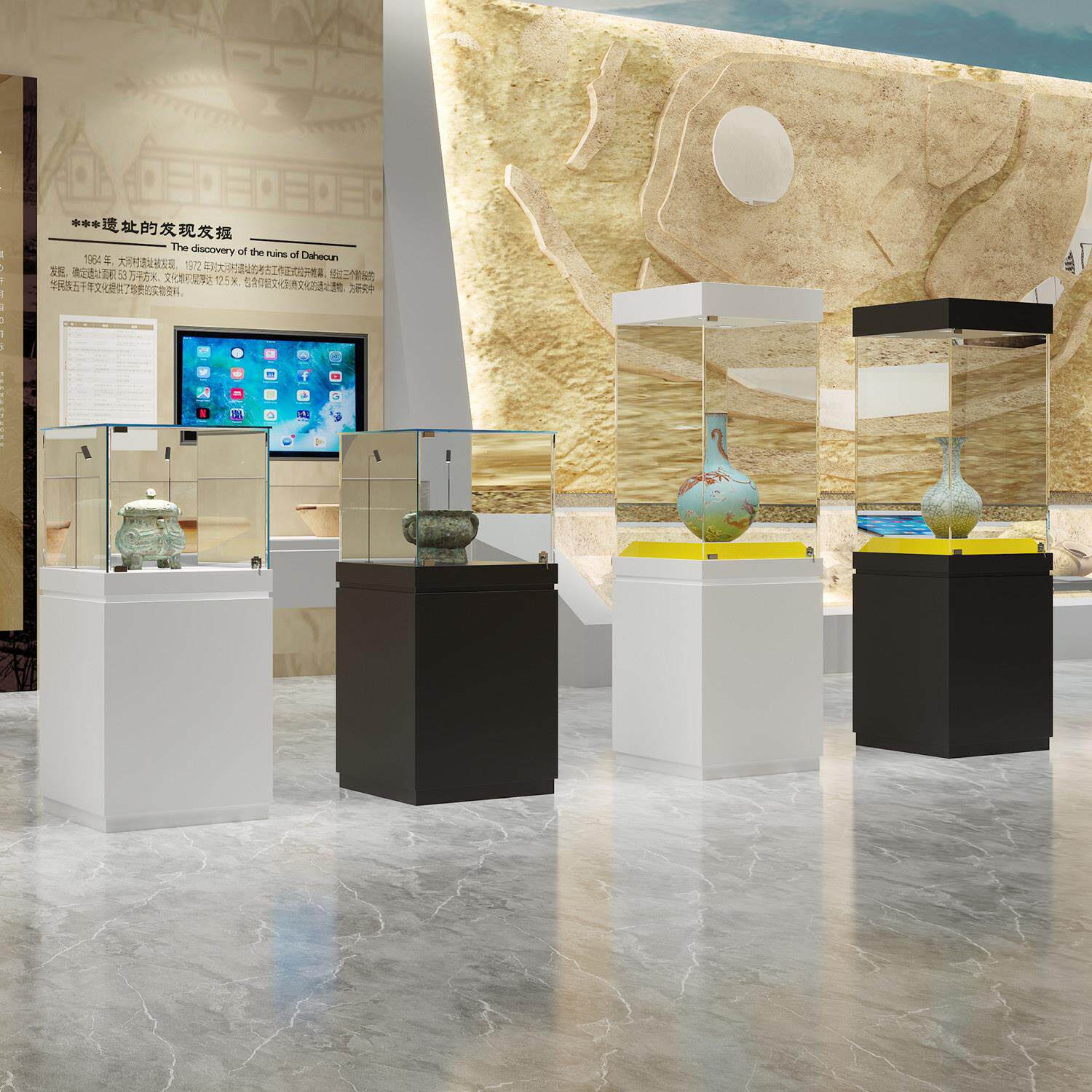 木质博物馆古董展示柜文物收藏品玉瓷器珠宝玻璃产品展览柜台定制