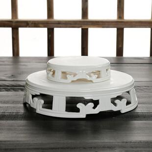 摆件底座花盆花瓶陶瓷香炉镂空石雕石头托盘增高盆景实木佛像莲花