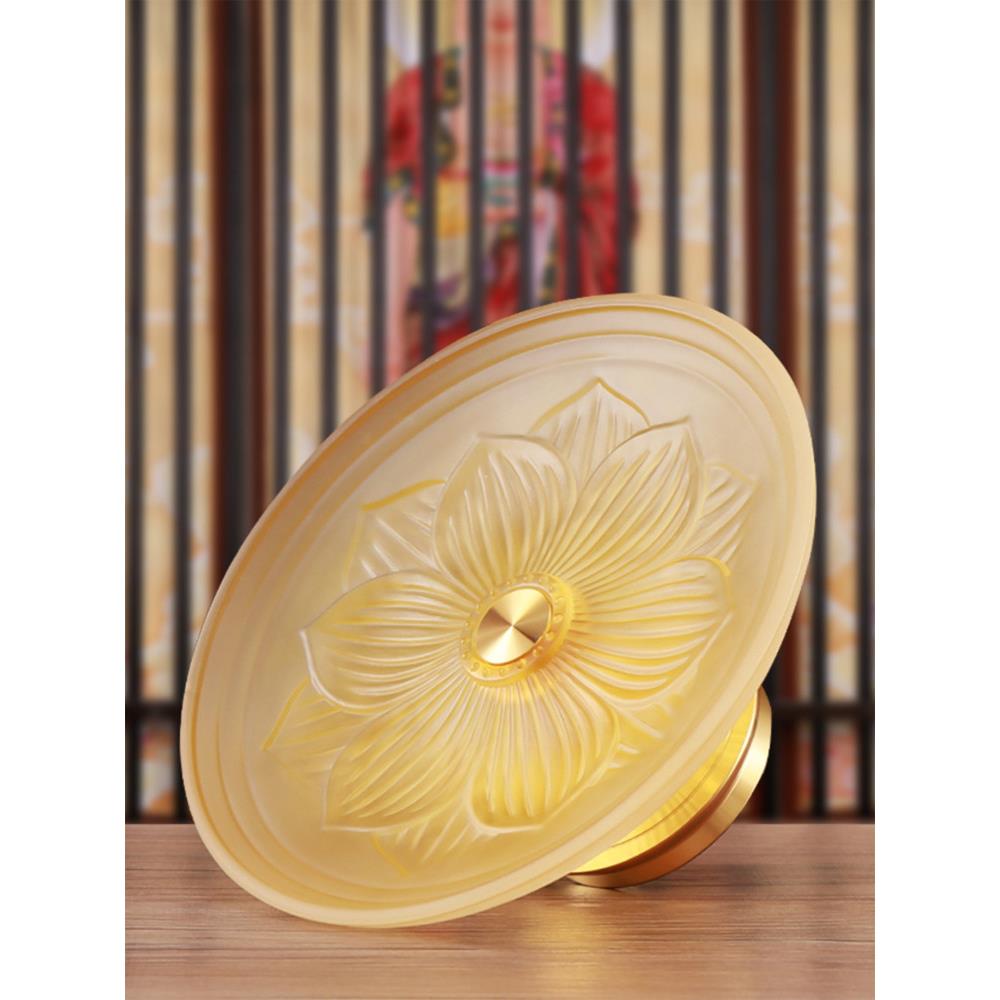 琉璃莲花果盘佛堂寺庙佛前供果家用客厅上供供奉水果供盘佛具摆件