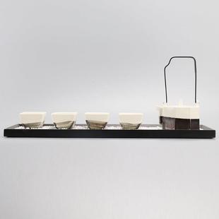 新中式创意八角陶瓷茶具托盘套装摆件样板房茶室茶房展厅软装饰品