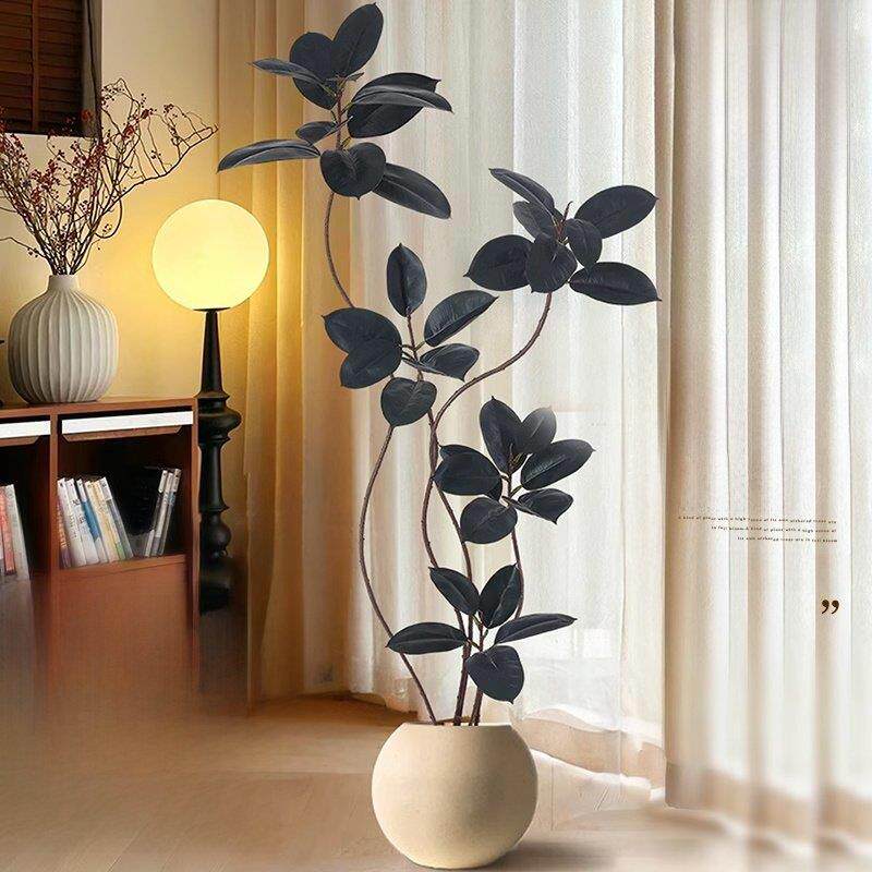 模拟绿色植物黑钻石橡胶树室内客厅大盆栽典雅可及豪华彷生人造树