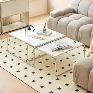 创意茶几组合小户型奶油风家用客厅沙发铁艺烤漆支架组合茶几边几