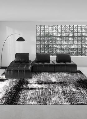 ALI6后现代抽象地毯黑色极简包豪斯客厅茶几垫沙发卧室床边毯