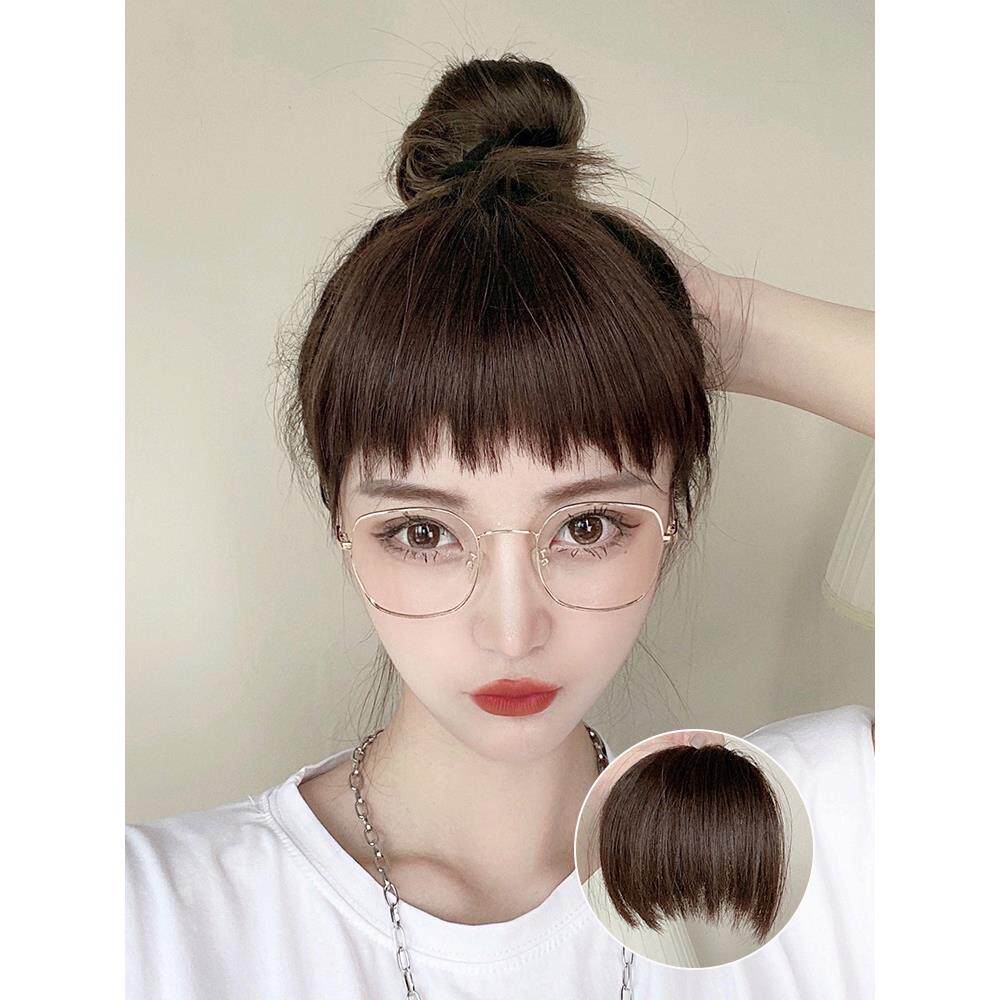 眉上狗啃刘海假发女自然前额齐刘海假发片隐形无痕真发假刘海贴片