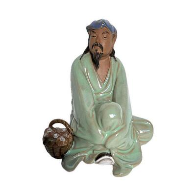中国风陶渊明爱菊假山陶瓷摆件人物怀旧造景装饰品家居书桌工艺品