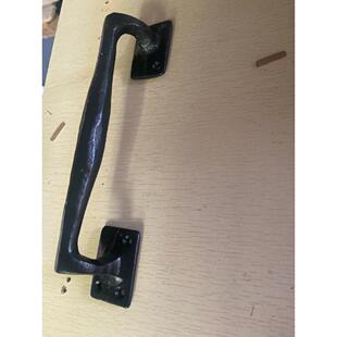 铸造工艺老式仿古木门把手谷仓门拉手轨道门哑黑厚重实心钢小把手