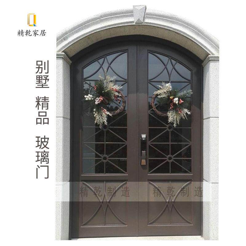 精品定制入户门铁艺大门铁艺进户院门防盗门别墅门对开门玻璃门