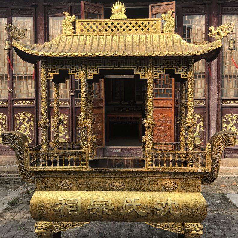 大型寺庙铸铁带盖大香炉鼎户外祠堂长方形铸铁烧香炉厂家定做