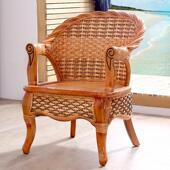 天然藤椅真藤椅子靠背椅阳台家用休闲椅实木单人老人老式 腾椅