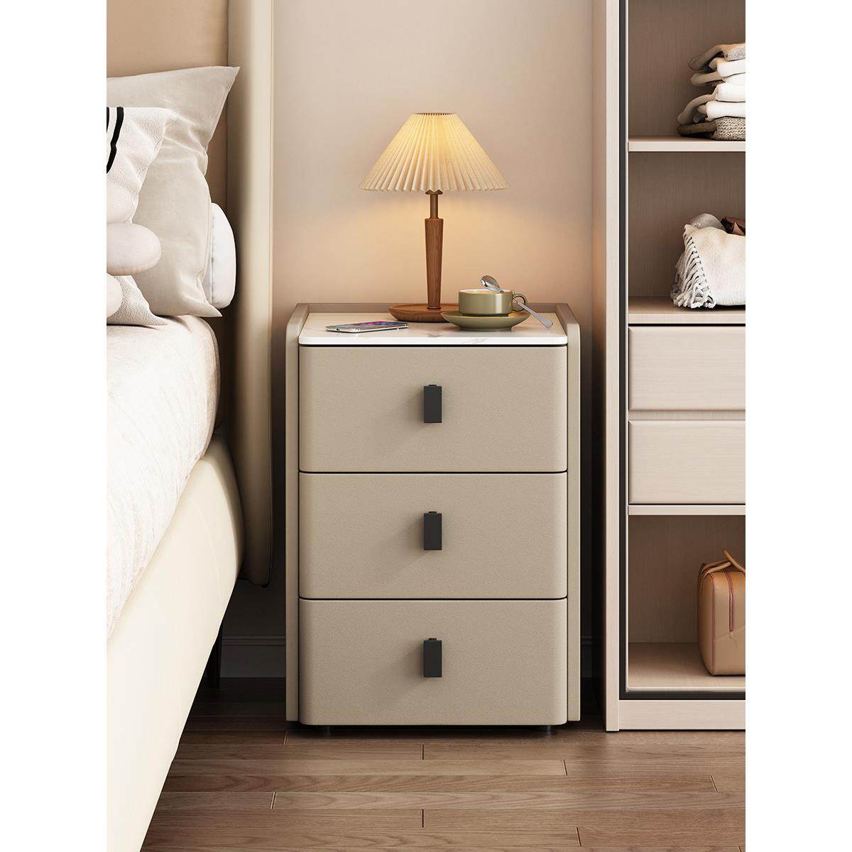 免安装实木床头柜现代简约岩板加高超窄20cm夹缝柜卧室床边收纳柜,住宅家具,床头柜,淘宝优惠券,粉丝福利购,淘宝优惠卷