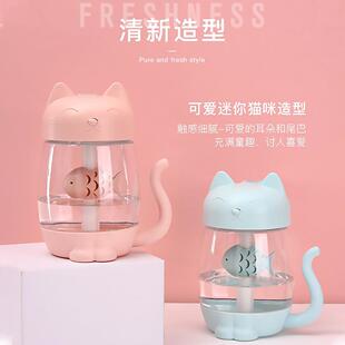 猫咪加湿器家用静音小型卧室孕妇婴儿空气净化大雾量办公室桌面灯