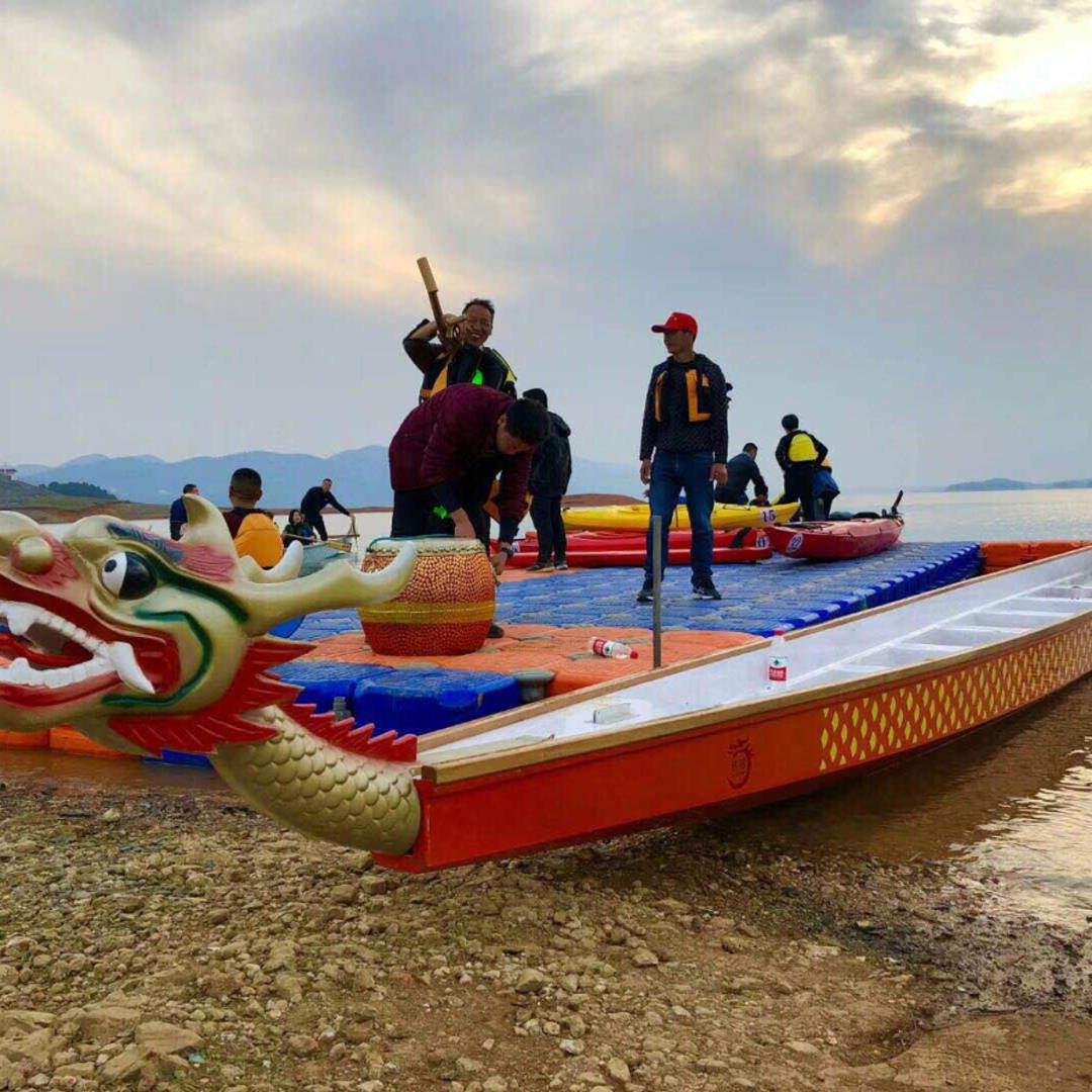 龙舟端午12人22人玻璃纤维实木龙舟船国标赛龙舟龙船传统节摆件定