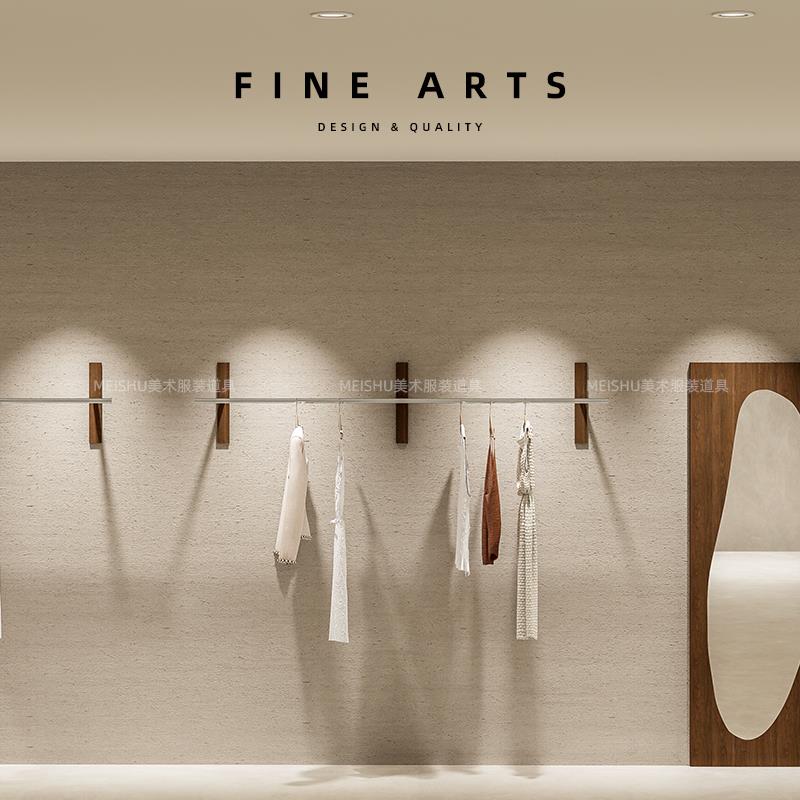 服装店展示架上墙不锈钢女装店货架金属壁挂式衣架童装挂衣杆墙壁