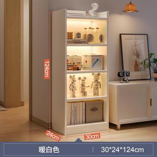 电视柜旁置物架家用书架简易落地收纳过道柜子客厅多层墙角书柜