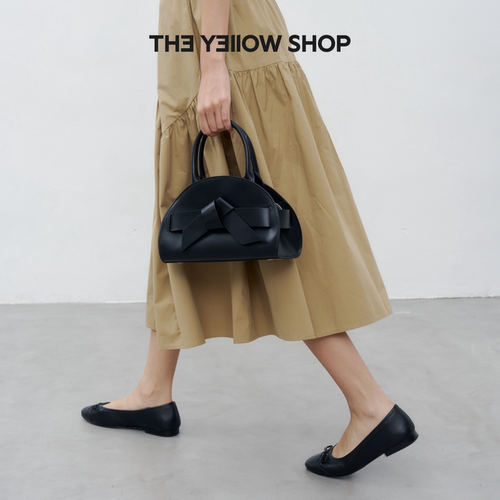 【礼物】THE YELLOW SHOP头层小牛皮手拎半圆波士顿包高级感包包