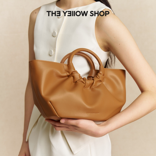 金靖同款/THE YELLOW SHOP牛皮彩色斜挎手提圈圈托特包中号