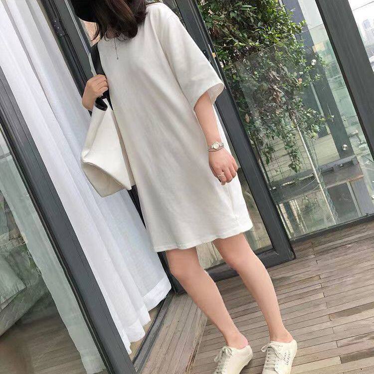 语洛诗佟原创新款设计2026下身失踪短袖t恤裙女夏季300斤特大码胖