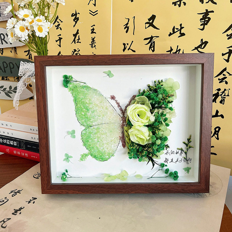 diy手工水晶干花蝴蝶相框