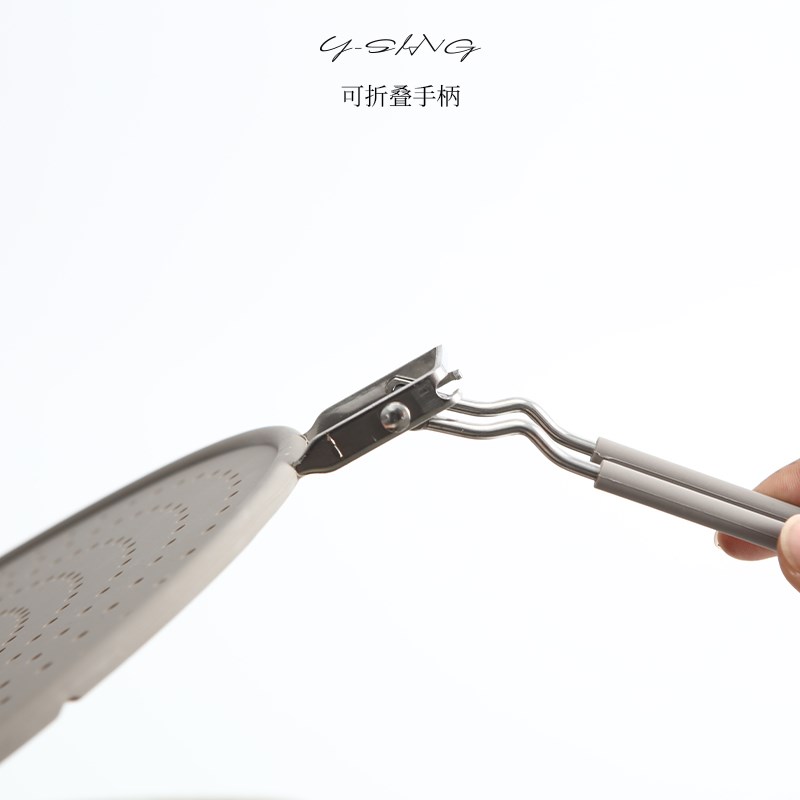 热销硅胶防油溅网盖不锈钢防油挡盖隔板圆形带手柄厨房炒菜防溅油