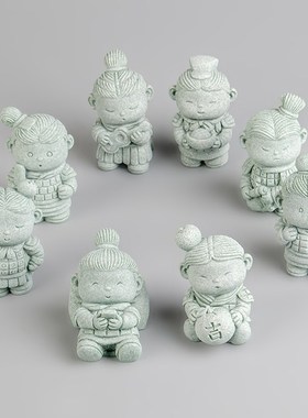 热销青砂石萌趣兵马俑茶宠招财家居办公送礼鱼缸造景桌面装饰中式