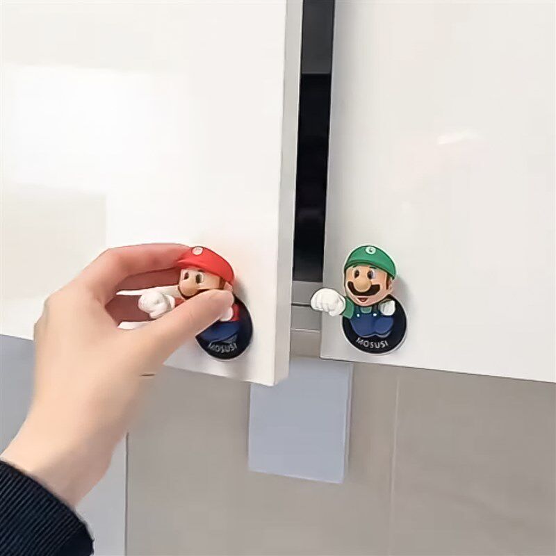 热销玛利欧柜门把手儿童房衣柜抽屉可爱把手黏胶免打孔厨房柜门装
