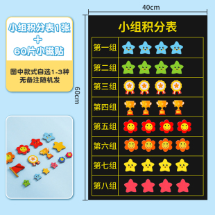 热销小组积分表黑板贴磁力贴星星笑脸小红花奖杯奖励磁贴儿童幼儿