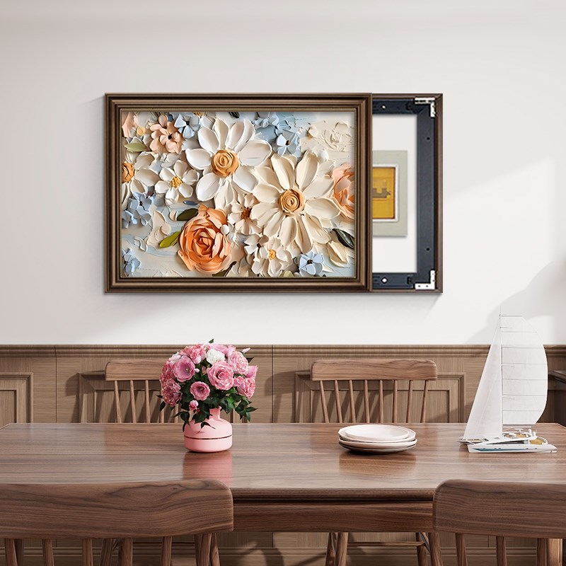 热销大芬油画村电表箱装饰画免打孔花卉客厅餐厅电闸盒遮挡美式挂图片