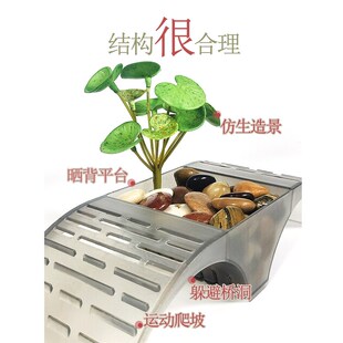 热销乌龟缸晒台大号爬台造景晒背养乌龟专用晒岛PC塑料送鹅卵石头