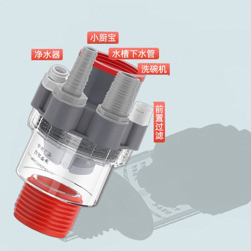 热销厨房下水管三通水槽洗碗机净水器排水管道四通接头50管防返臭