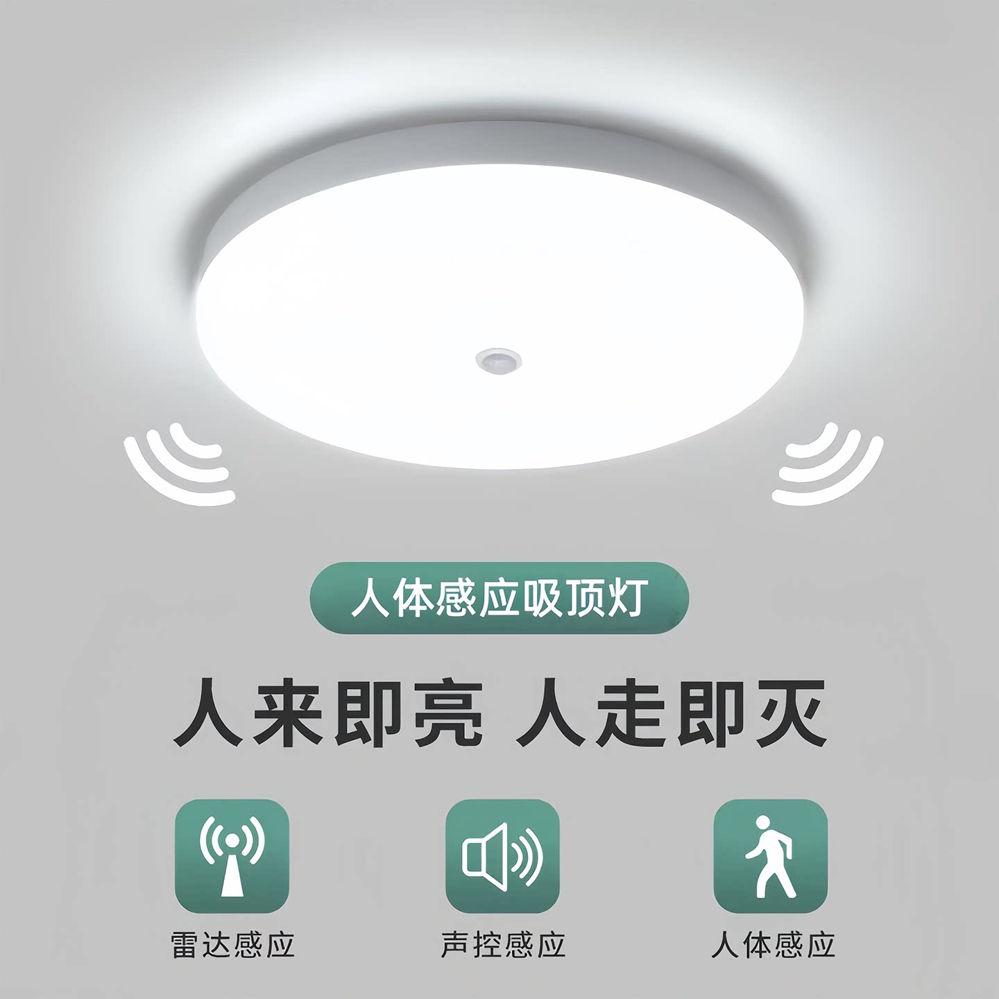 感应吸顶灯楼梯过道红外人体走廊雷达感应楼道声控灯中性光感应灯