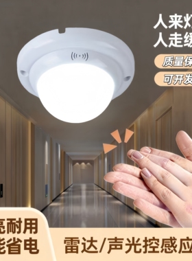 LED一体声光控感应灯家用雷达感应灯走廊楼道物业专用智能感应灯
