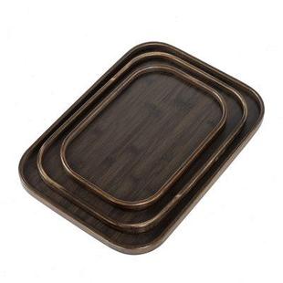 竹制北欧茶盘家用托盘长方形客厅放茶杯水杯茶水盘轻奢圆形水果盘