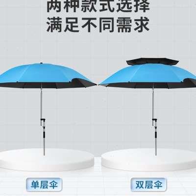 钓鱼伞2023新款单层防雨双层防紫外线新型双弯万向拐杖高级大钓伞