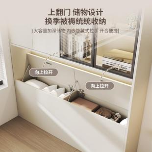 现代简约书柜床头柜一体组合玻璃门床尾柜卧室家用储物柜实木定制