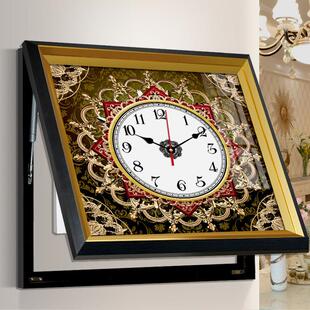 唐卡晶瓷遮挡电表箱装饰画 画带钟表配电箱免打孔电闸盒挂画 画创