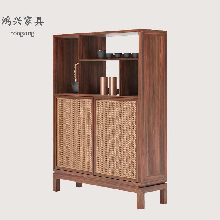 北美黑胡桃木茶水柜多宝阁茶杯架子茶具收纳展示架小型茶架置物架