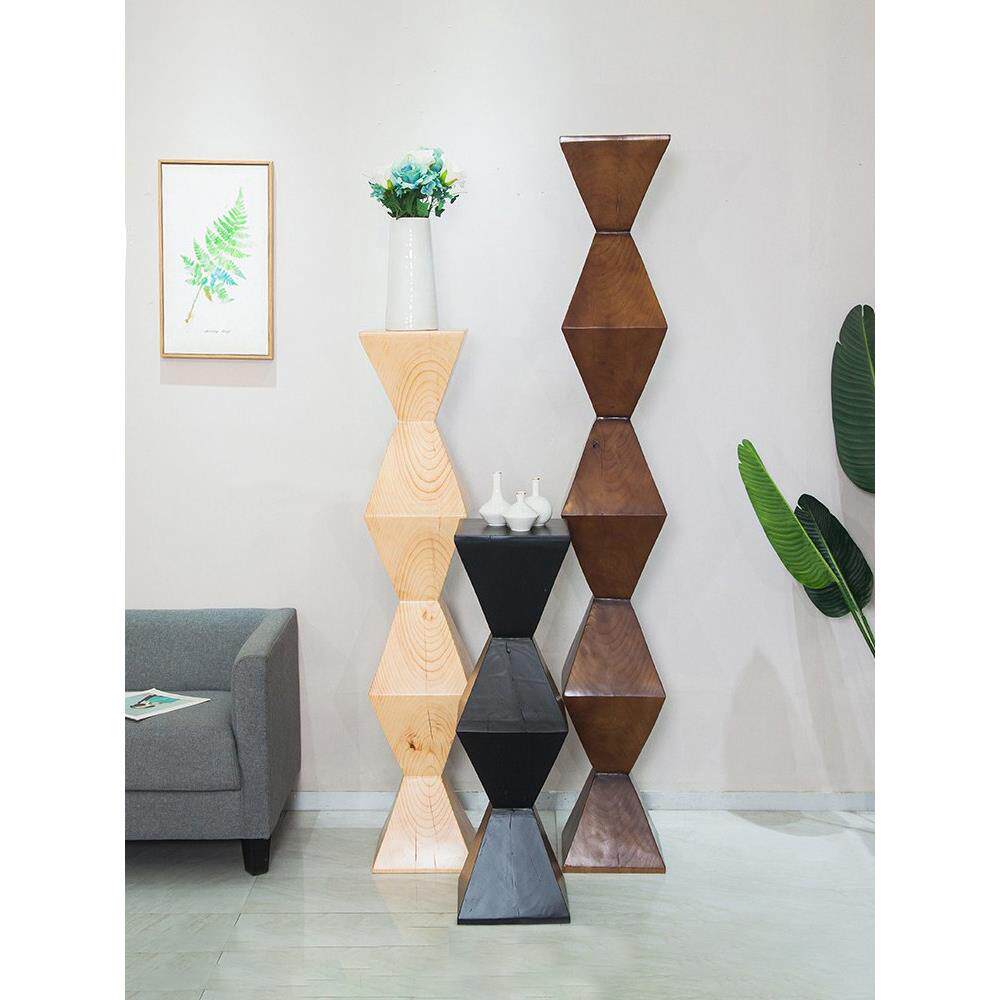 无尽之柱北欧原木木雕落地层叠摆件艺术支架创意几何展示架凳花架