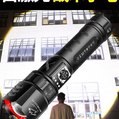 厂家手电筒强光充电超亮户外远射疝气灯激光战术四合一家用探照灯