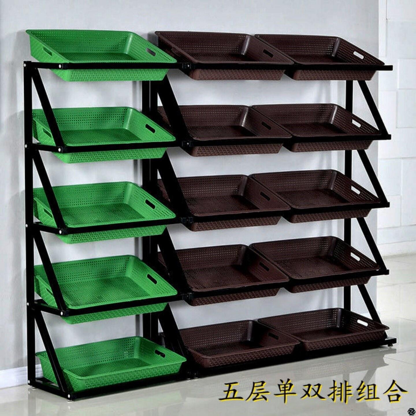 超市蔬菜架置物架落地多层双面中岛架子五层便利店架水果架买菜架