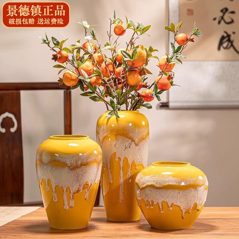 景德镇陶瓷花瓶高档新中式摆件室内水养水培花器高级感装饰品陶罐