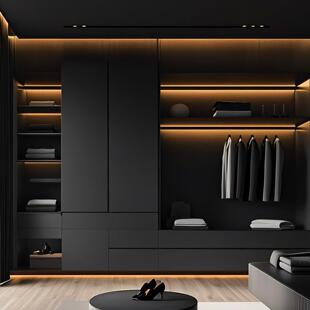 台湾轻奢全屋定制系统柜衣柜别墅整体卧室定做意式极简衣帽间柜子