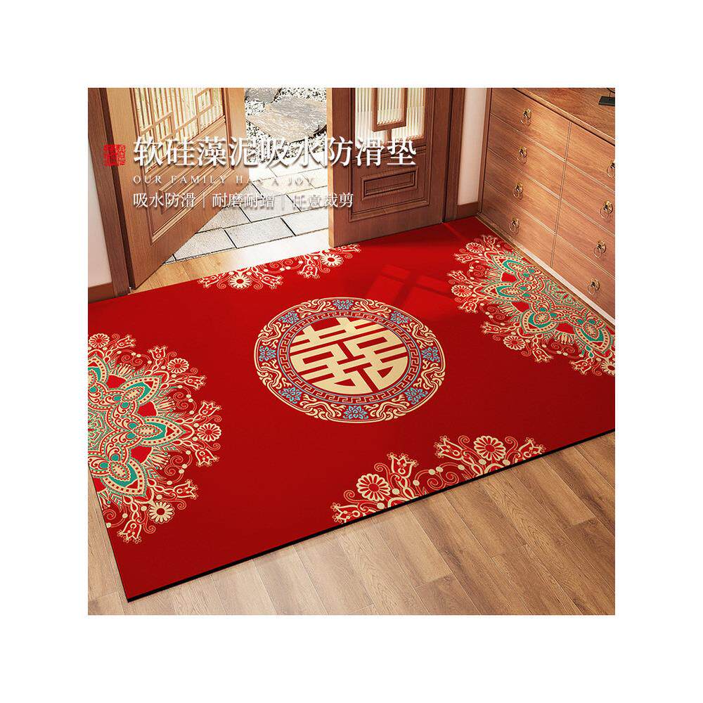 喜字结婚地垫喜庆入户门地垫门口进门家用硅藻泥脚垫新婚房红地毯