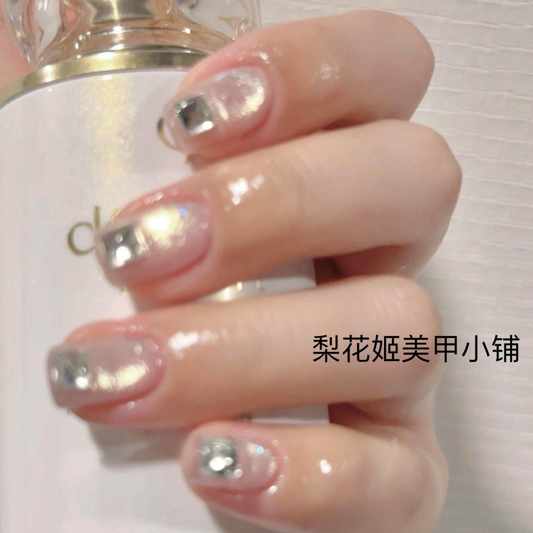 梨花姬高级感穿戴甲短款开 水猫眼纯手工纯欲裸色镶钻美甲成品M5,彩妆/香水/美妆工具,穿戴甲/甲片,淘宝优惠券,粉丝福利购,淘宝优惠卷