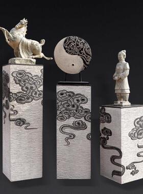 祥云展示柱新中式大号落地中国风装饰摆件底座客厅拴马桩大工艺品