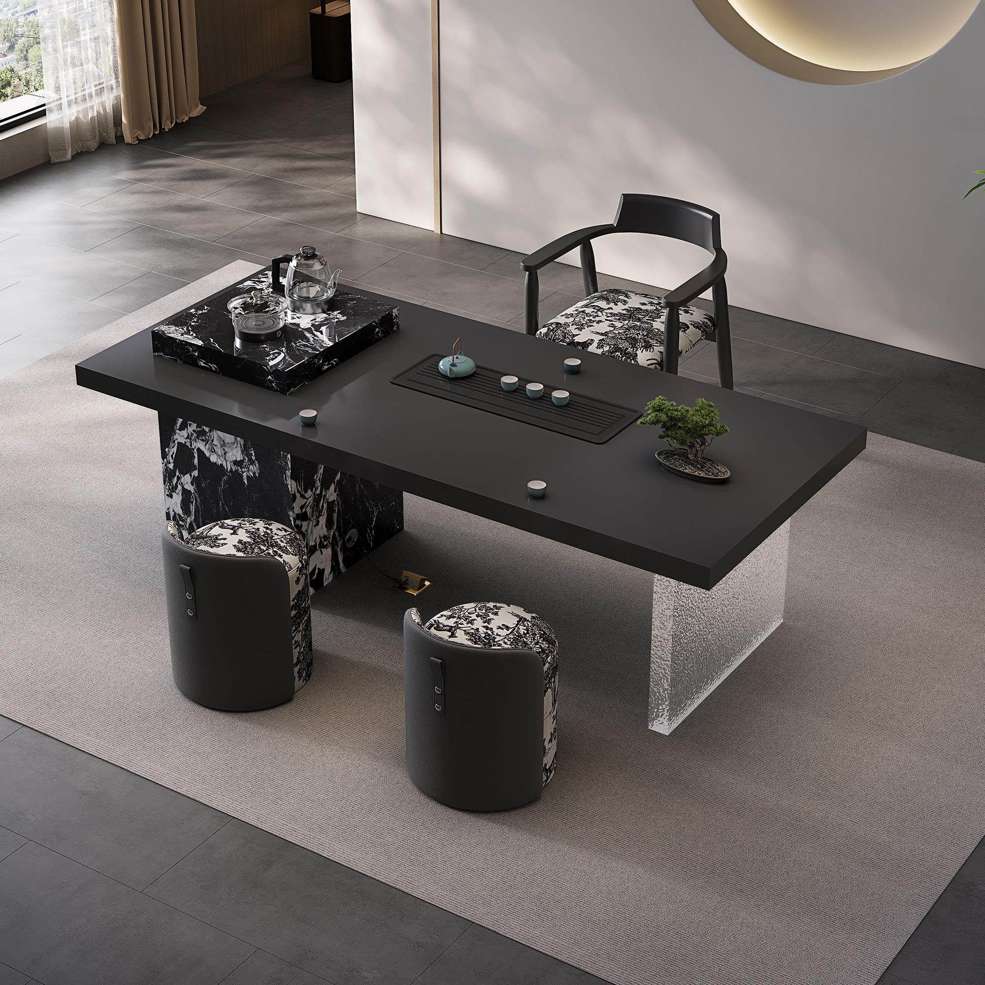 意式轻奢极简岩板茶桌椅组合茶盘一体大板茶台客厅家用阳台泡茶桌,住宅家具,家用茶台/茶桌,淘宝优惠券,粉丝福利购,淘宝优惠卷