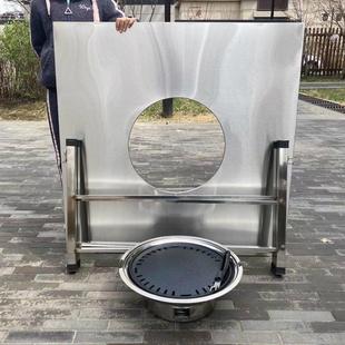 不锈钢户外烧烤桌子木炭烤炉桌齐齐哈尔摆摊烧烤架好钢可携式折叠