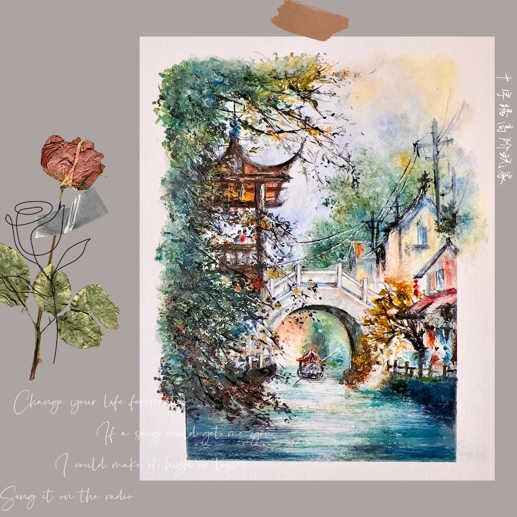 无混绣|《江南水乡》16CT小格精准印花十字绣套件高CT手工DIY解压