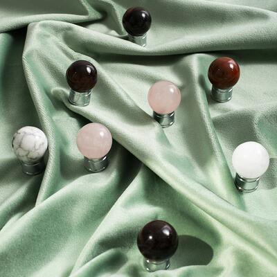 INDOORS法式轻奢高档柜门把手整体橱柜鞋柜银色水晶大理石圆球小